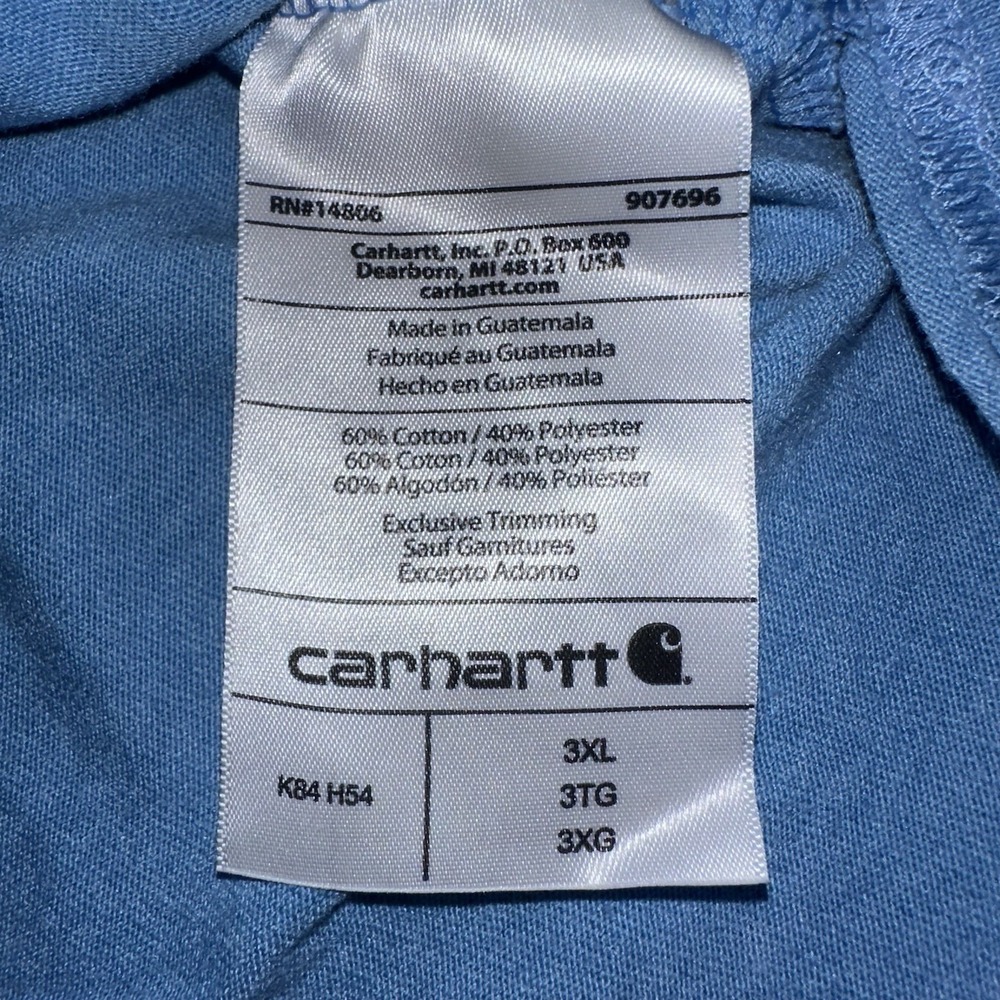 Carhartt K84 Men's 3XL Blue Loose Fit SS Heavyweight Henley Pocket Work Shirt - Picture 8 of 10